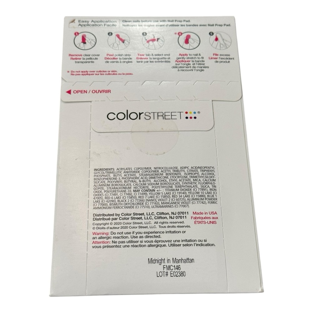 Color Street MIDNIGHT IN MANHATTAN Black Solid Nail Strips Set - Picture 4 of 7